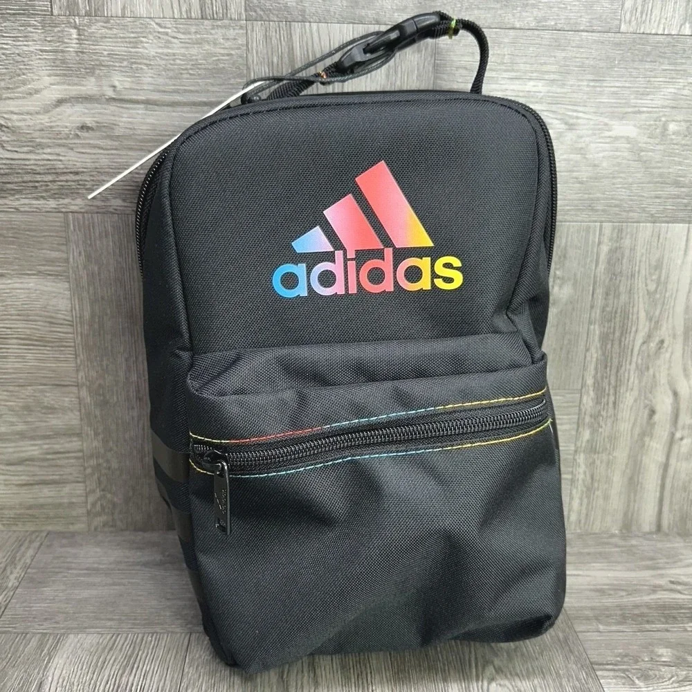 Adidas Santiago 3 Lunch Bag Kids One Size Black Rainbow NWT Insulated School